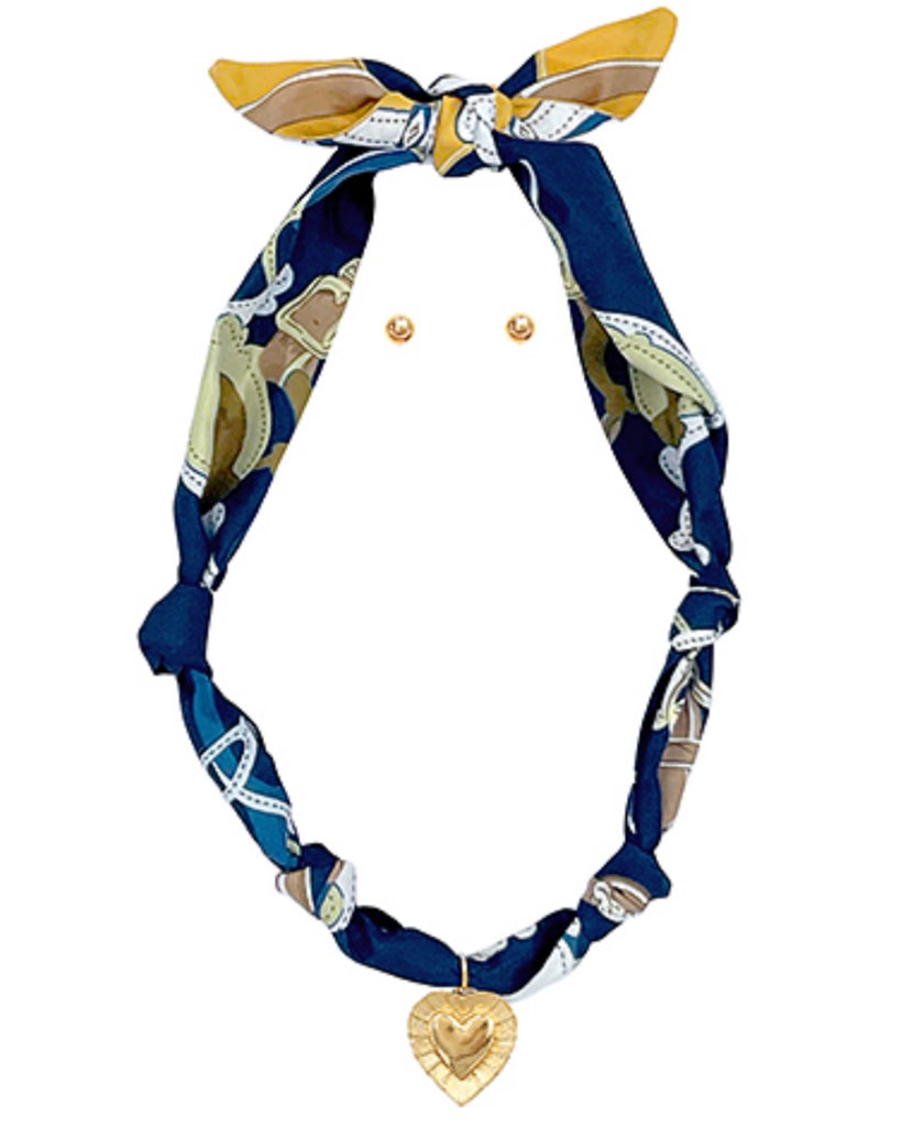 Navy Scarf Necklace