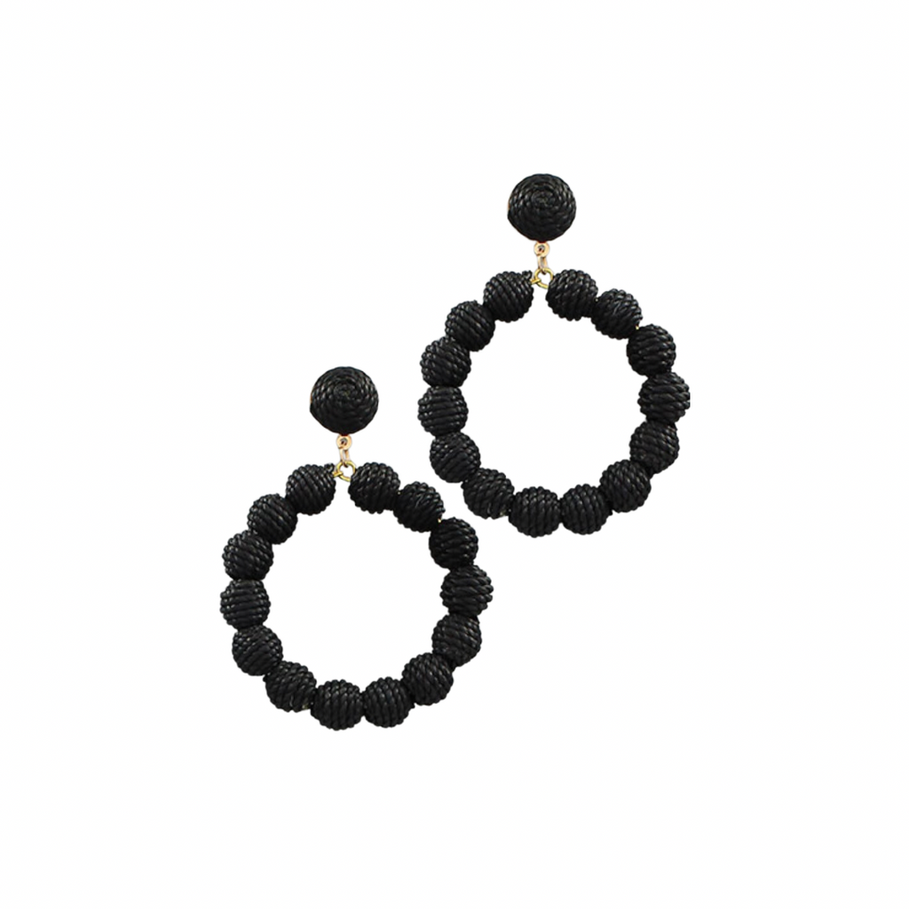 Black Wrapped Circle Earrings