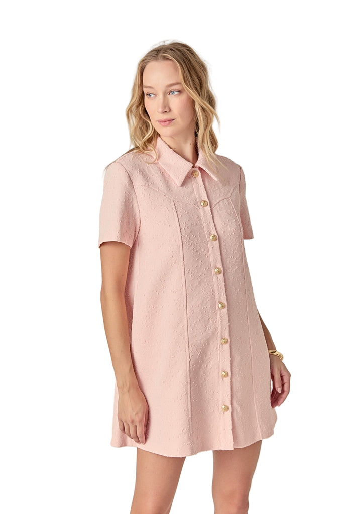 Textured Shirt Mini Dress