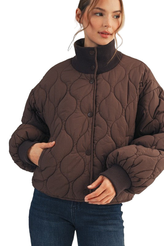 Brown Quilted Puffer Jacket