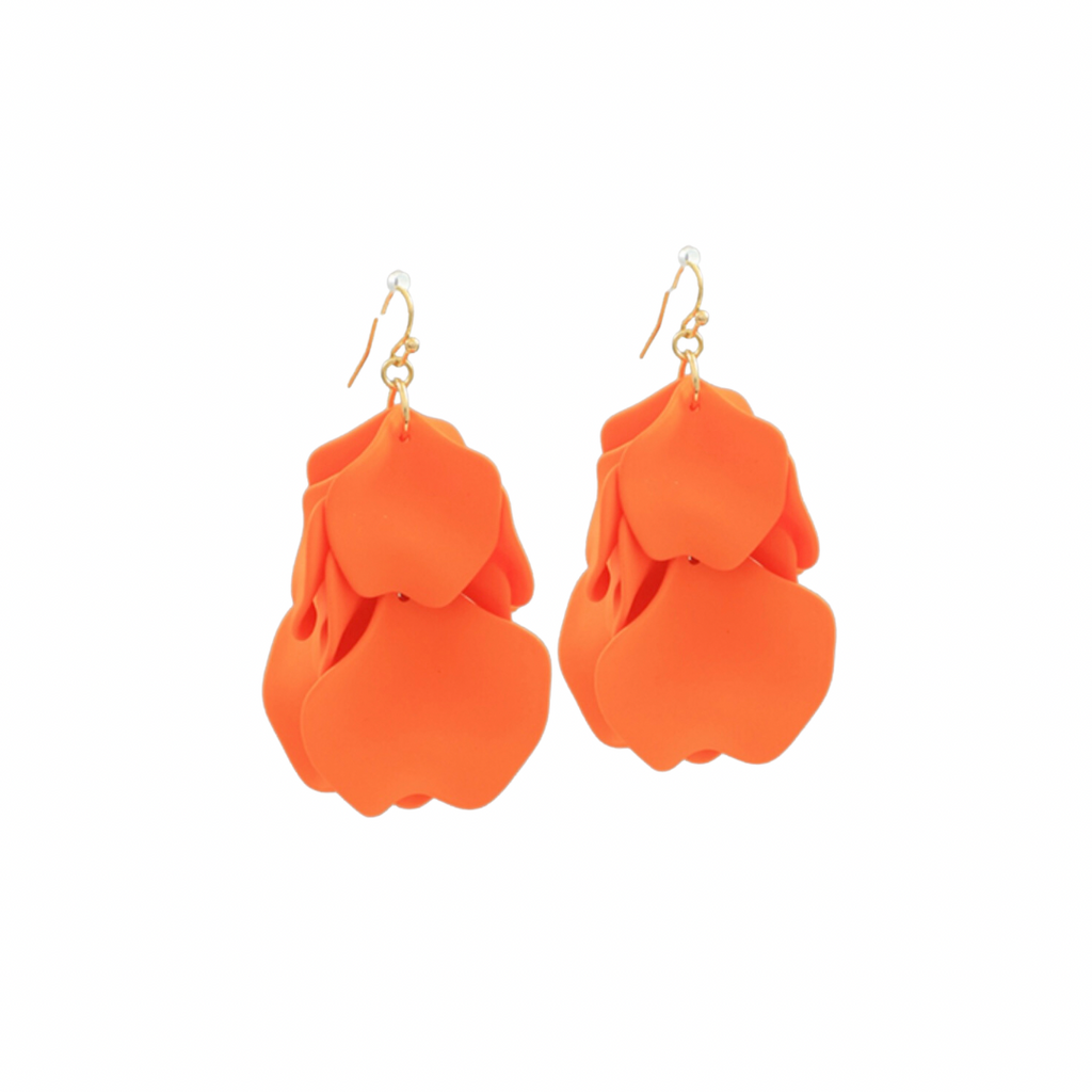 Orange Petal Fringe Earring