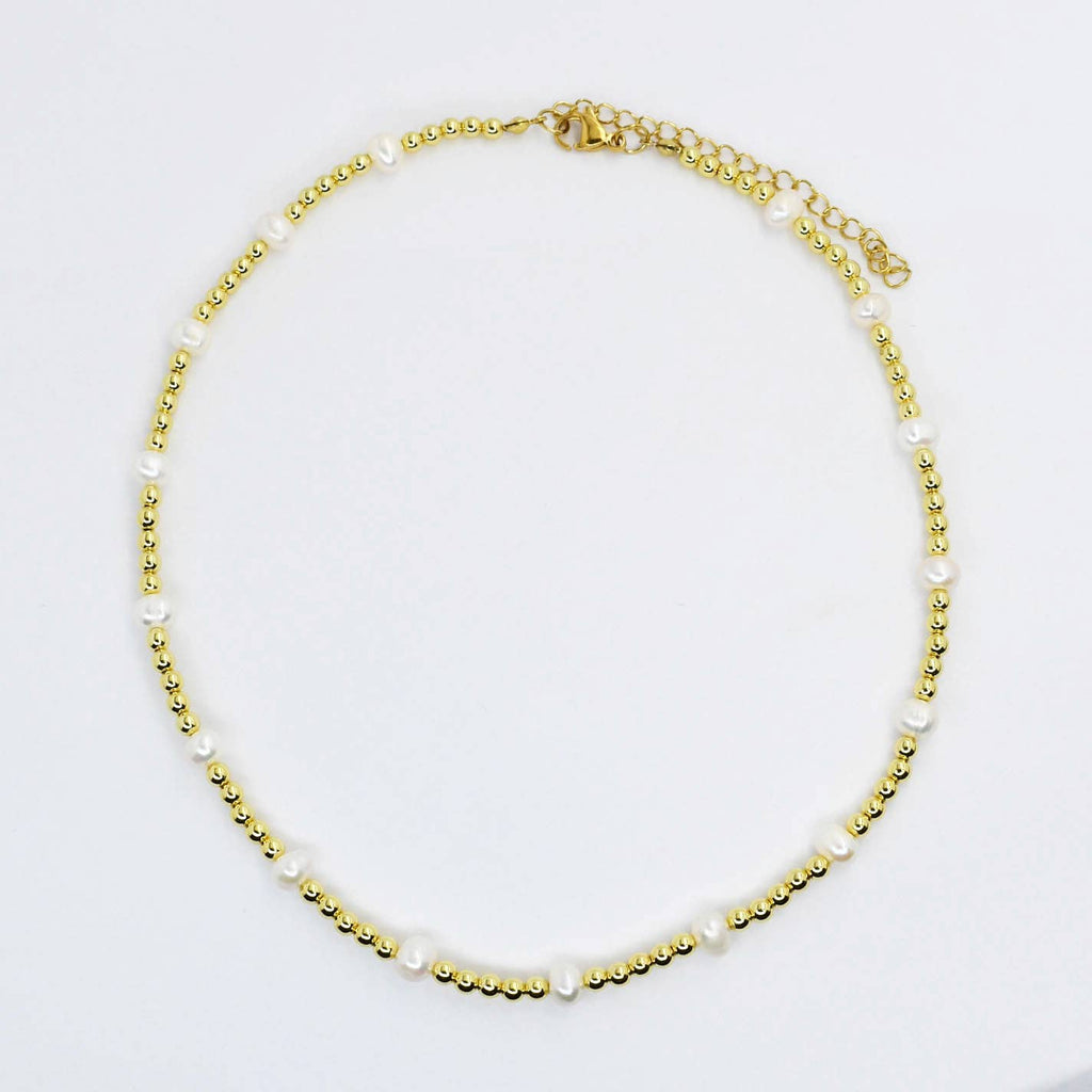 Gold Beaded and Pearls Necklace