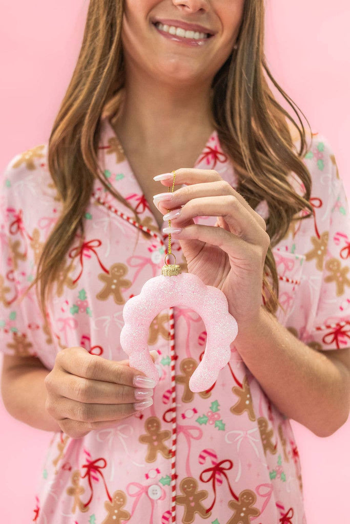 Spa Headband Christmas Ornament Pink Glitter