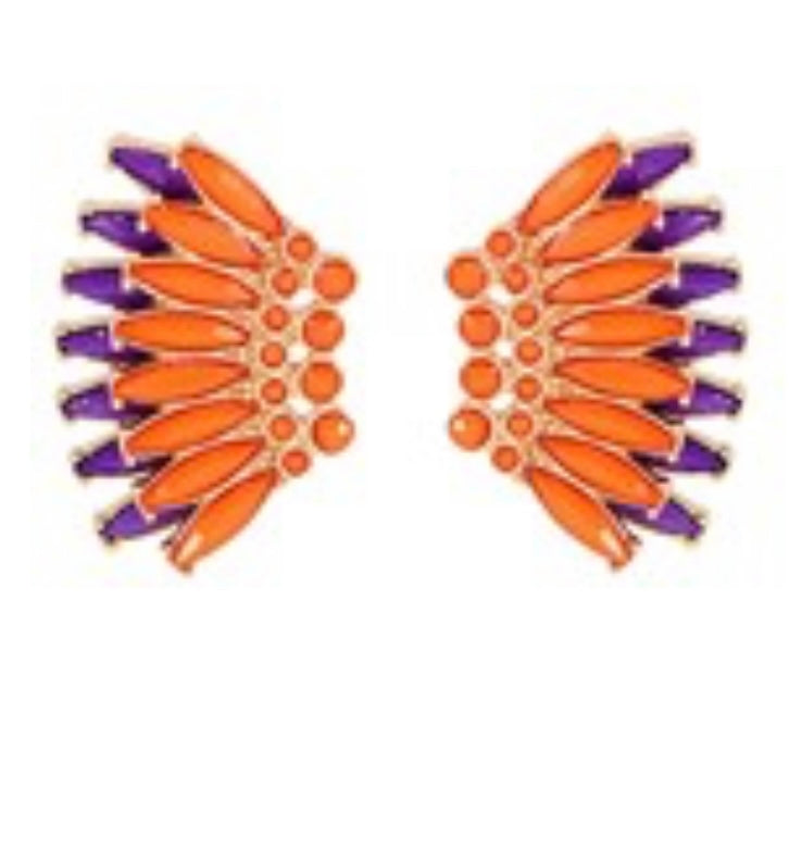 Orange and Purple Wing Earrings