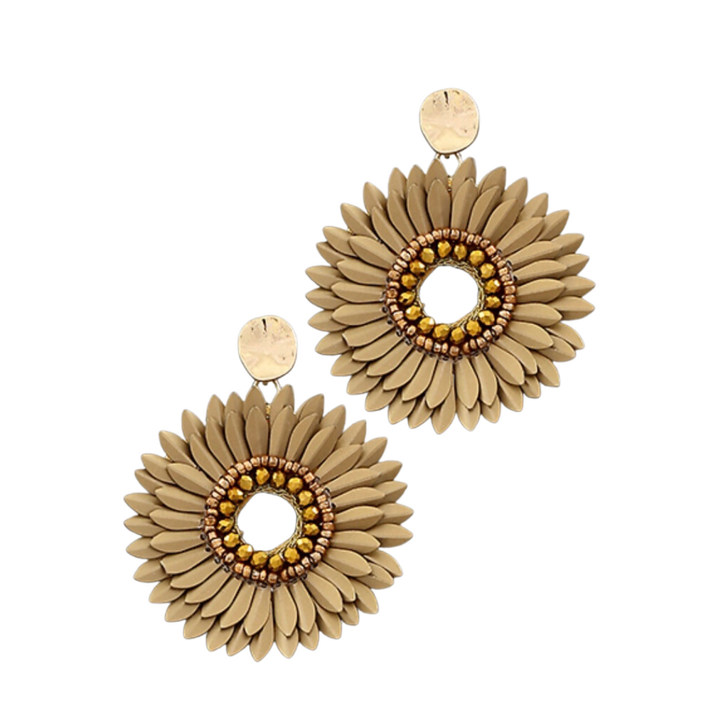 Golden Brown Sequin Circle Earrings