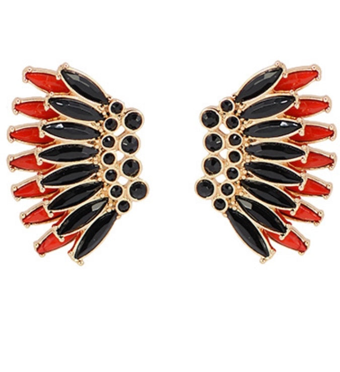 Black and Red Wing Earrings
