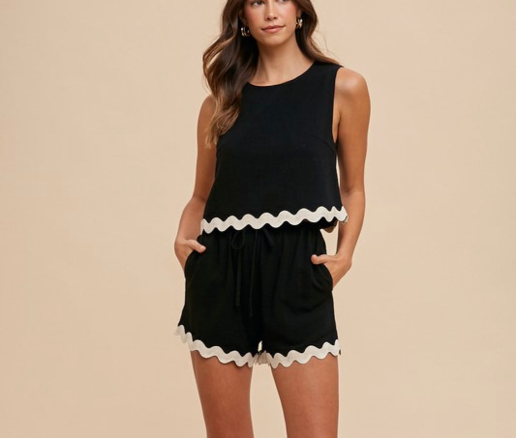 Ric Rac Short Set Black