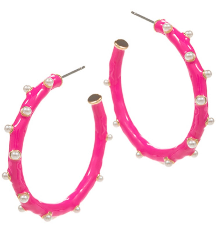 Pink Dotted Hoops