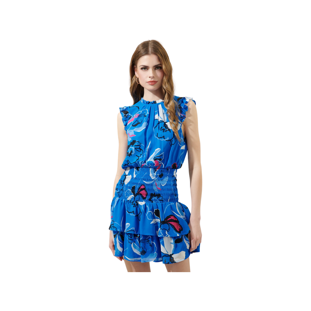 Katrice Abstract Trolly Smocked Mini Dress