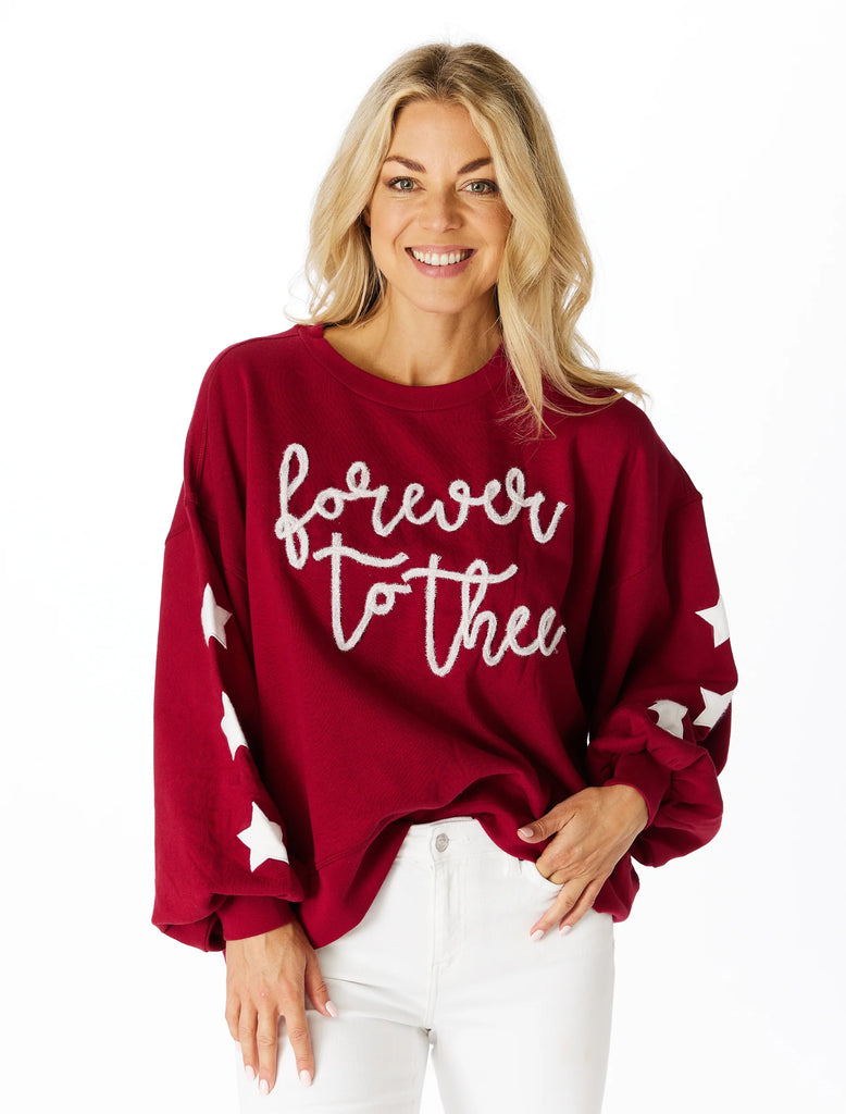Forever to Thee Glitter Script Balloon Pullover