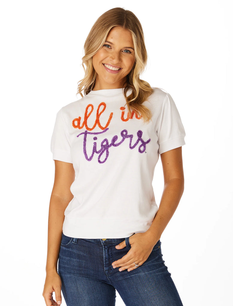 All in Tigers Glitter Script Shirt