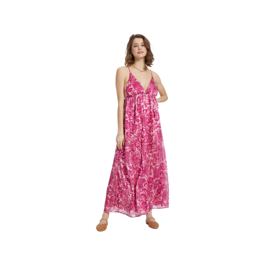 Azure Maxi Dress Magenta and Gold