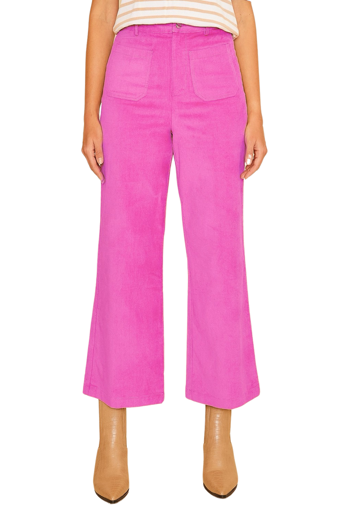 Hot Pink High Rise Suede Feel Pants
