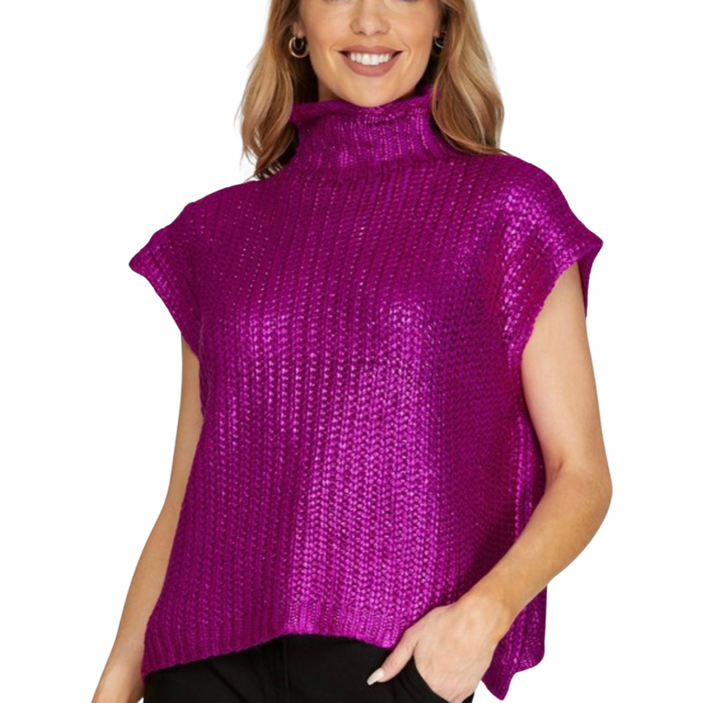 Purple metallic foiled sweater