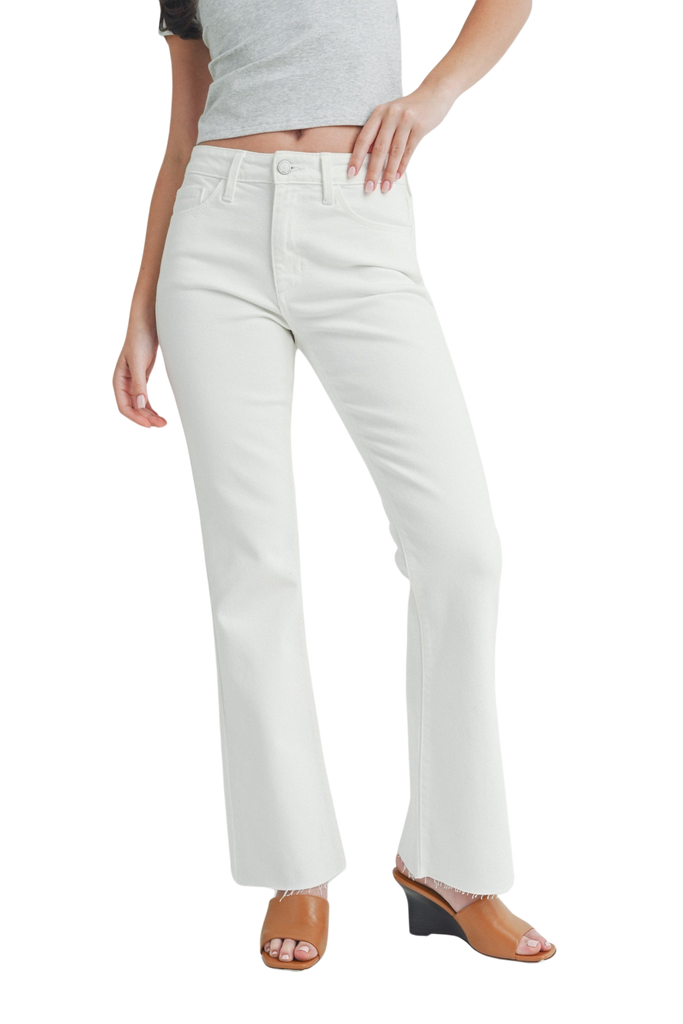 Flare Jeans with Hem Detail White