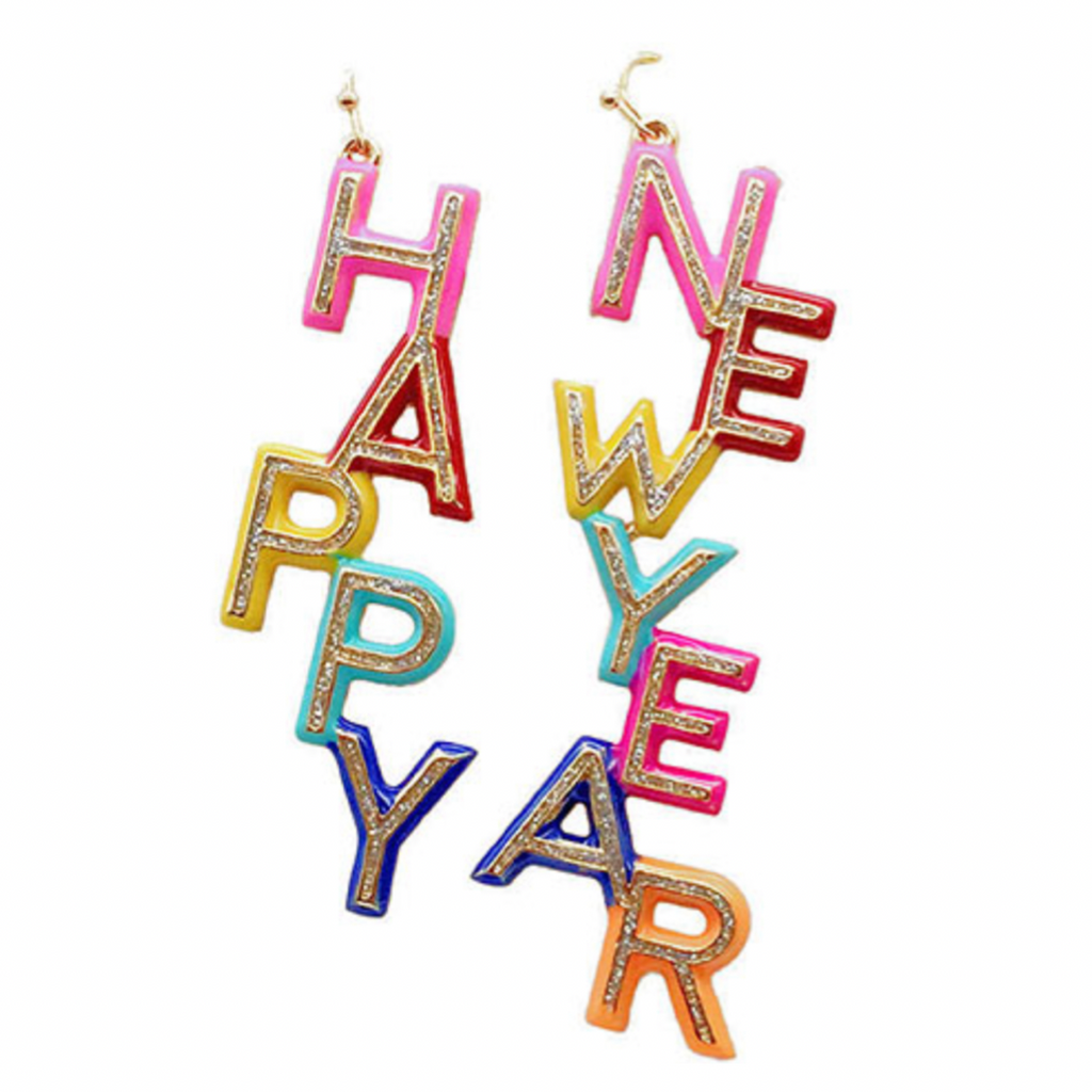 Happy New Year Earrings Colored