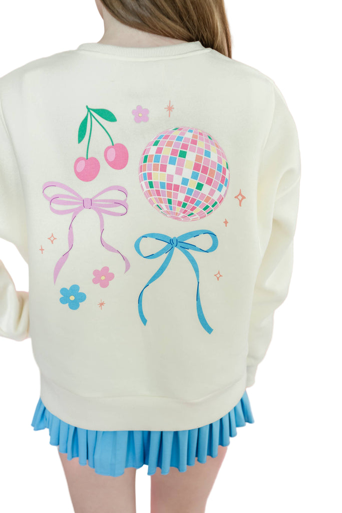 Teen Disco Ball & Bows Crewneck Sweatshirt