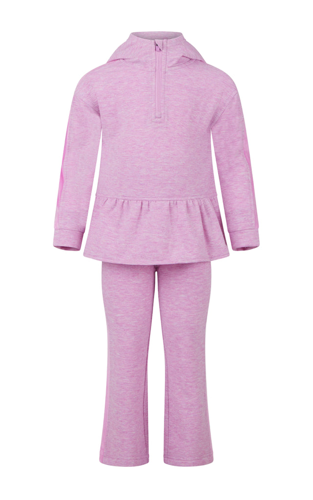 Little Girls Confetti Half Zip and Flare Pant Set