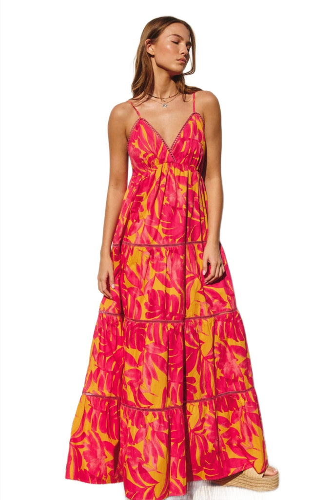 Tropical Floral Print Maxi Dress