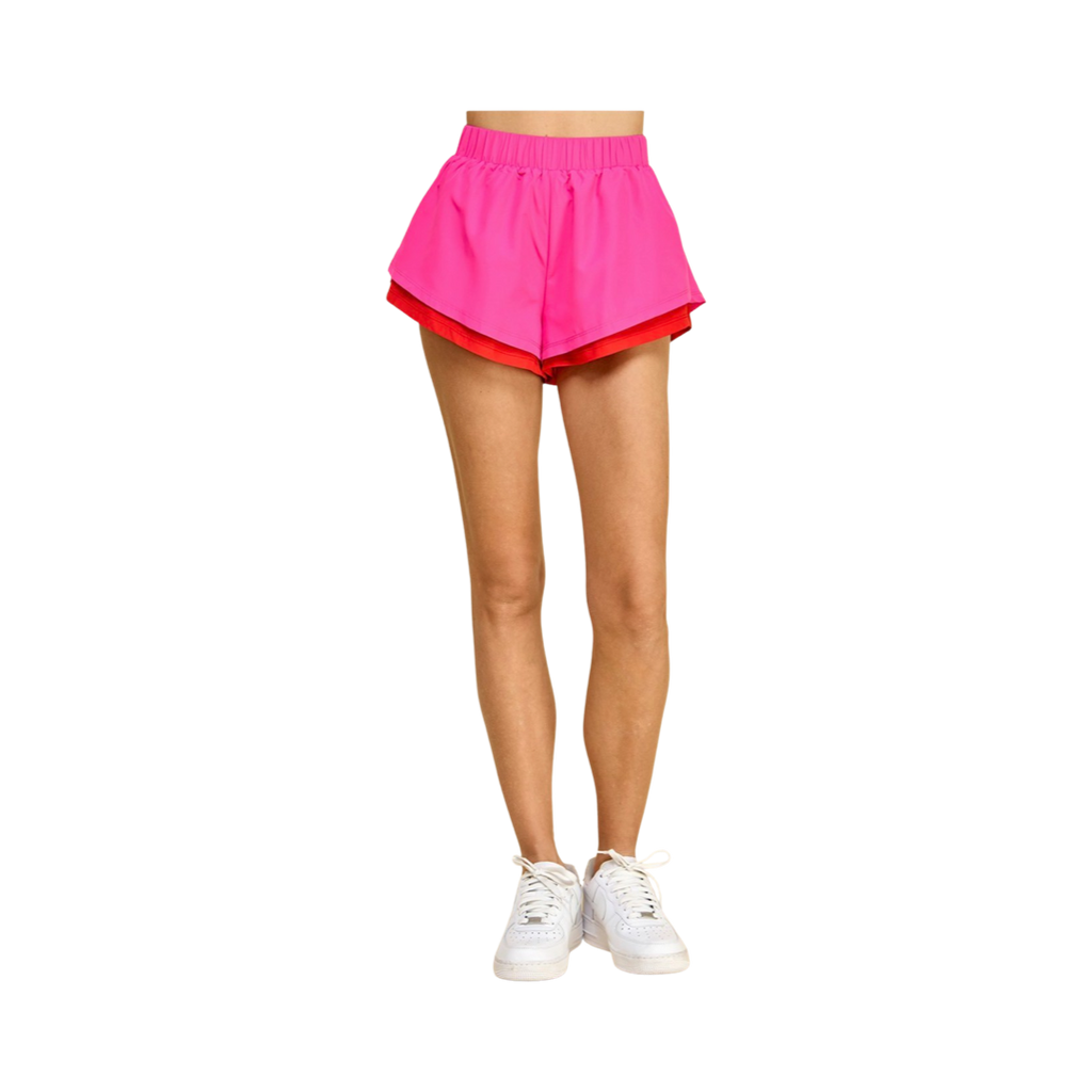 Red and Pink Athletic Shorts