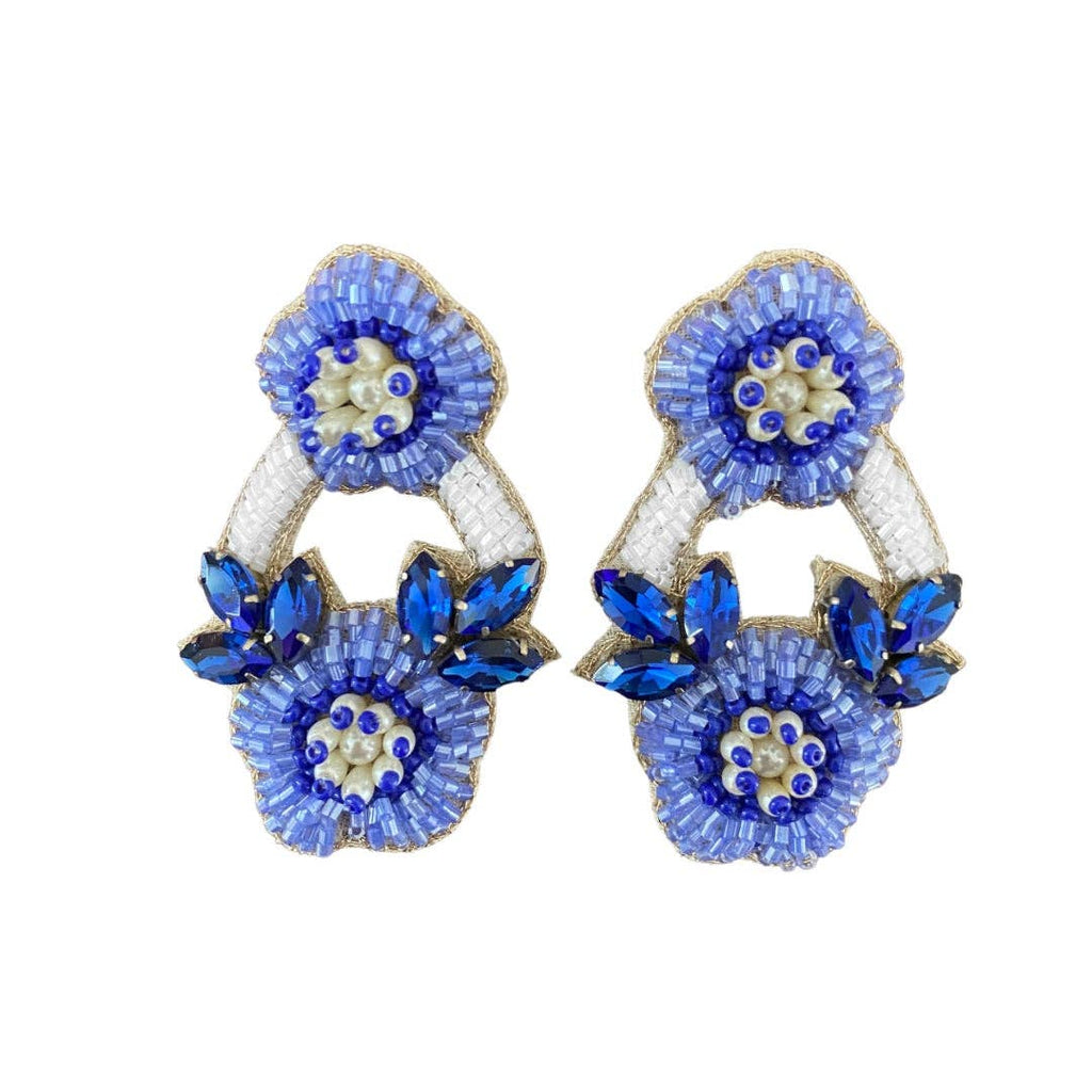 East Hampton Flower Earrings in Blue/Periwinkle/Whitey