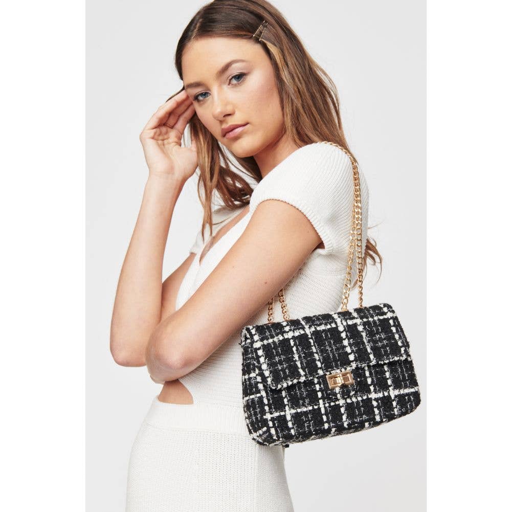 Camille Tweed Crossbody Black and White
