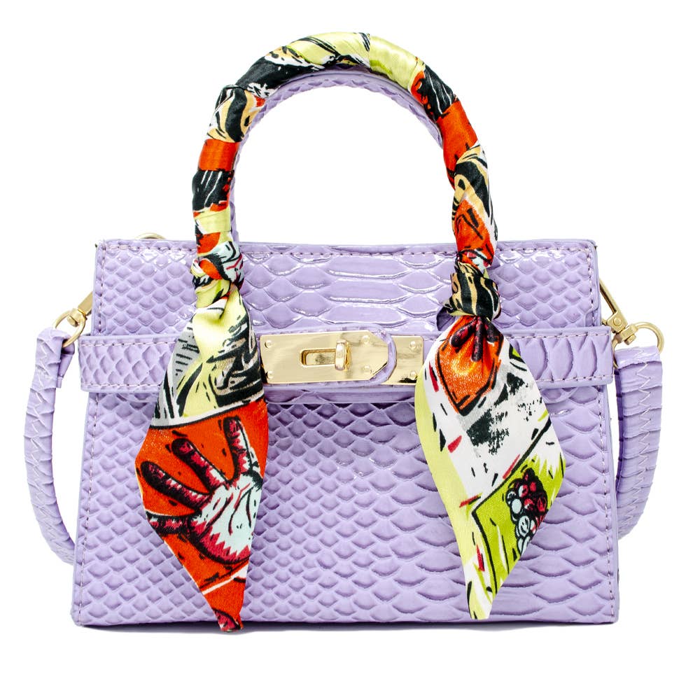 Patent Crocodile Scarf Handbag Lavender