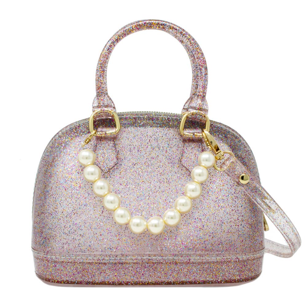 Jelly Bowling Crossbody Handbag with Pearls - Rainbow