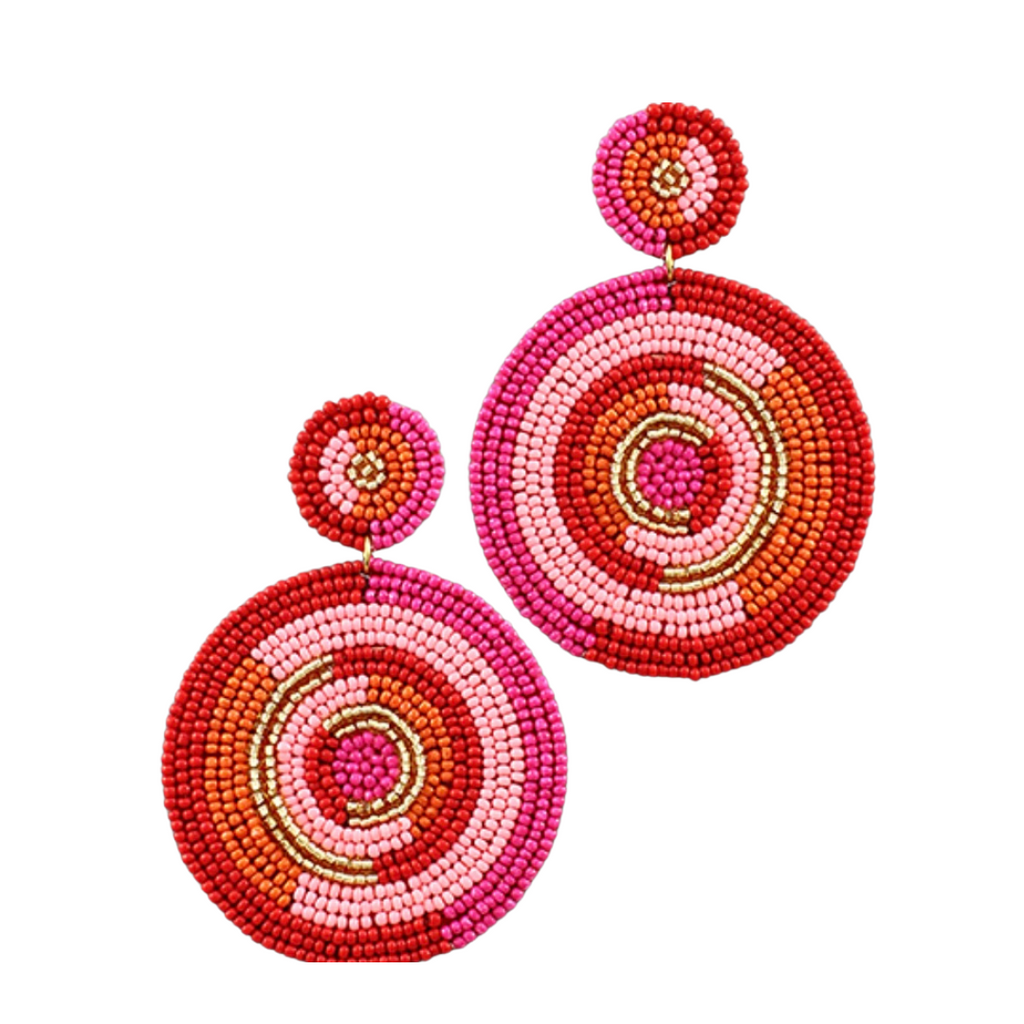 Red Pink Swirl Earrings