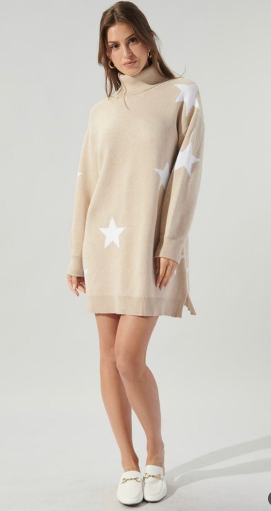 Oatmeal Star Sweater Dress