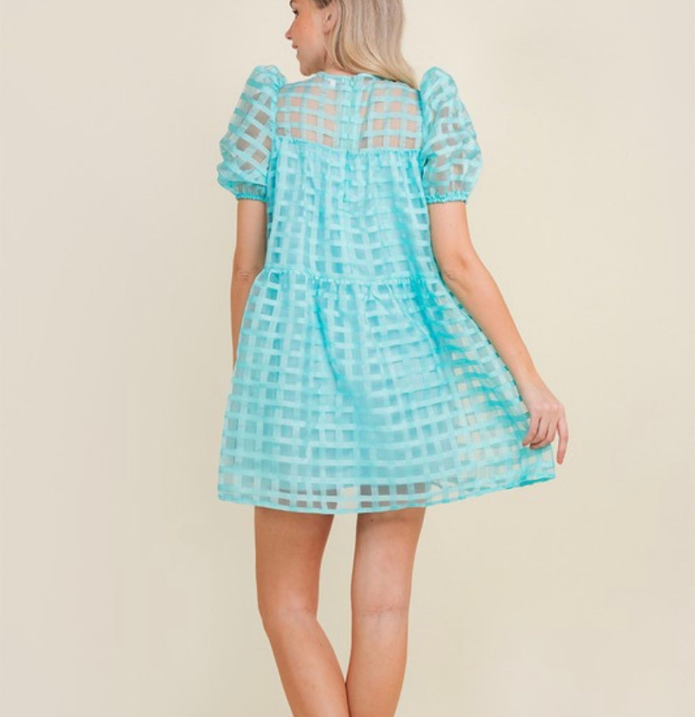 Aqua grid dress