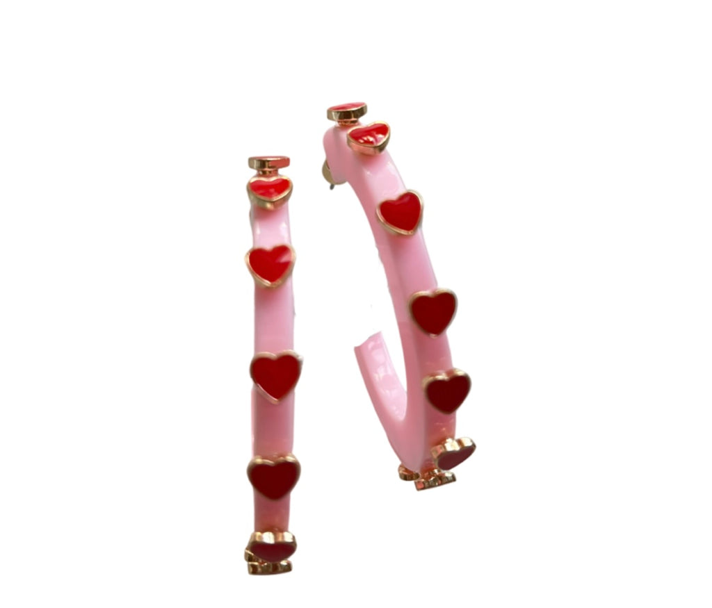 Valentines Pink City Girl Hoop Earrings