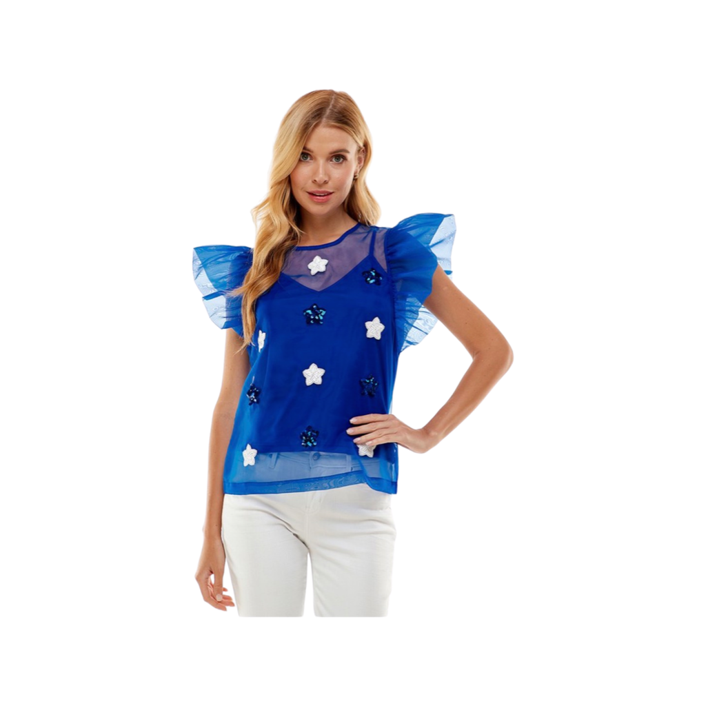 Royal Blue Sequin Star Top