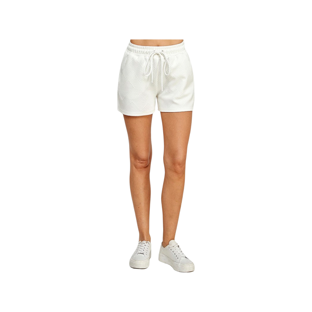 White Textured Soft Shorts