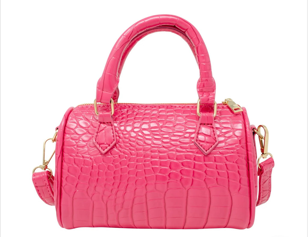 Girls pink croc handbag